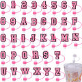 Pvc Material Straw Topper Stanley Cup Compatible Pink Abcd Design Silicone Cover Letter Shaped Cup Accessory for Outdoor Drinks. 