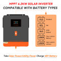 PowMr 6.2kw On-grid/Off-grid hybrid inverter 48Vdc 230VAC PV Panel Input 500vdc Pure Sine Wave Solar Inverter 120A Solar Controller Lithium Battery RGB Light One-click repair function. 