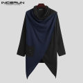 INCERUN Cotton Men's Loose Long Cardigan Gothic Punk Cape Patchwork Jackets. 