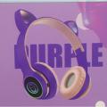 Bluetooth 5.0 Earphone Wireless Headset Cute Cat Ear Glitter Lamp Holder Wearable Foldable Headset. 