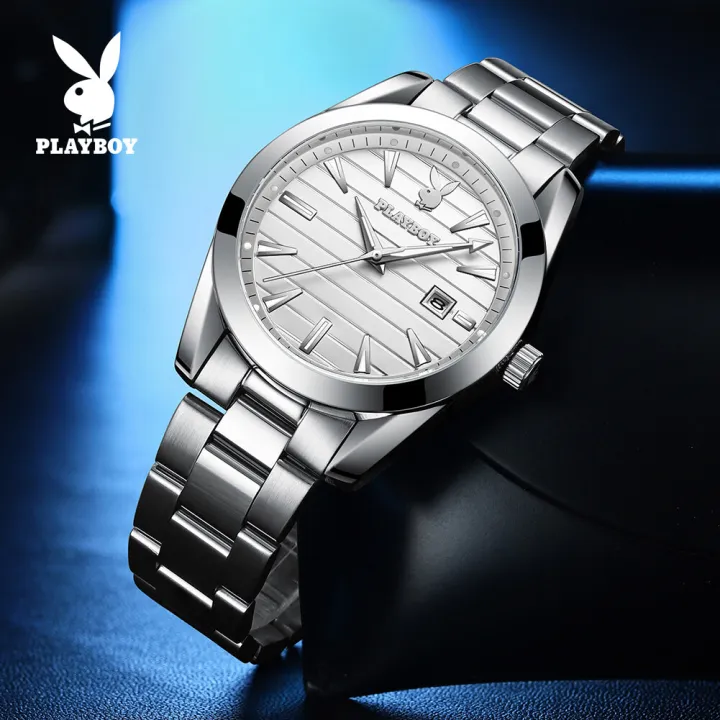 PLAYBOY%20Men's%20Watch%20Waterproof%202023%20Latest%20Luminous%20Quartz%20Movement%20Stainless%20Steel%20Strap%20Calendar%20Casual%20Business%20Style%203301%20-%20Image%203