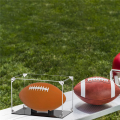 Football Display Case Acrylic Football Holder with Lid and Black Base Clear Football Boxes with Ball Holder. 