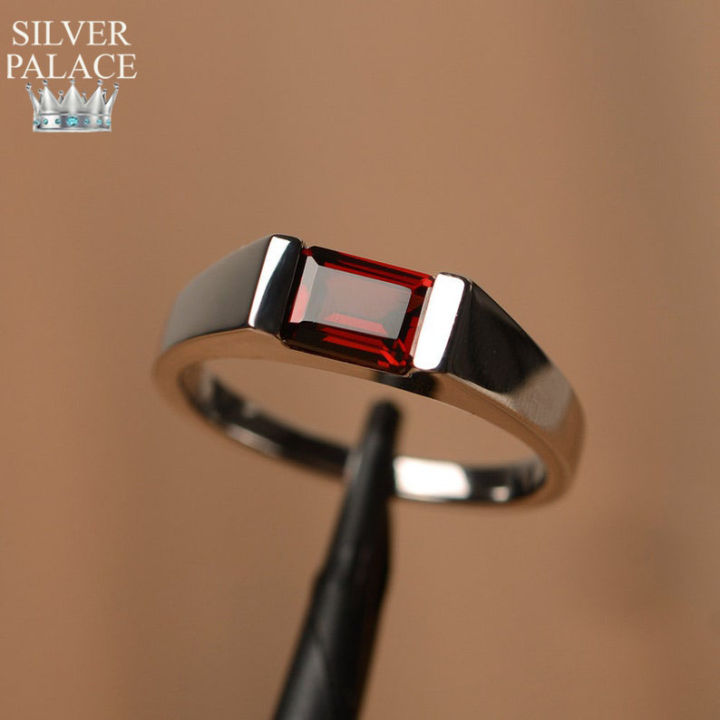 Garnet%20Silver%20Ring%20for%20Men%20/%20100%25%20Silver%20&%20Natural%20Stones%20-%20Image%202