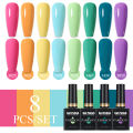 Parkson 8pcs/Set Nail Polish UV Gel Nail Art Polish Soak Off Manicure Nail Gel Varnish All Seasons Nail Decoration Gel. 