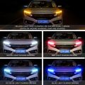 2pcs Flexible Universal Car LED DRL Daytime Running Light Flow Runs Headlight LED Strip Brake Running Lights For Cars Waterproof-Only white-30cm ( 11.8inch ). 