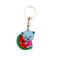 Cute Animal Keychains Novelty Keychains Gifts PVC Soft Rubber Keychain Watermelon Cartoon Animal Keychains Bear. 