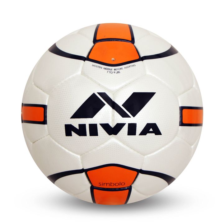 Nivia Symbolo Football, Size 5 (White/Orange), Leather                                                                            Nivia/ Nike/ Adidas/ Minsa/ Gold cup/ Puma/ Nike/ Under Armour/ Moltan