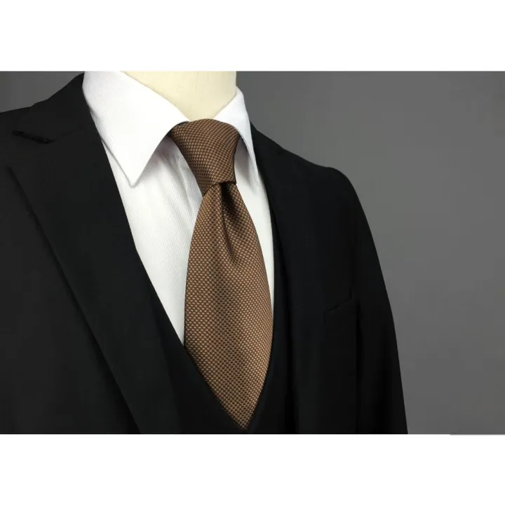 U27%20Brown%20Houndstooth%20Necktie%20Set%20Handmade%20Wedding%20Fashion%20Extra%20Long%20Size%20Classic%20Ties%20for%20Mens%20Hanky%20-%20Image%202