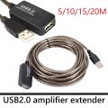 5/10/15/20m USB 2.0 Extension Cable Male to Female Active Wireless Network Card Extender Cable Cord USB Adapter. 