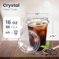 12/16/20/24oz Clear Plastic Cup with Lids 50 Set Disposable Cups for Iced Coffee or Juice Party Smoothie Milkshake Cold Drinks. 