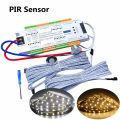 PIR Motion Sensor Stair Light 12V 5050 CW WW LED Strip + 32 Channels Stairway Step Controller + Power Supply + Connect Cable. 