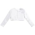 Kids Girls Satin Bolero Jackets Rhinestone Flower Elegant Cardigan Long Sleeve Open Front Shrug Cape Wedding Party Dress Outwear. 
