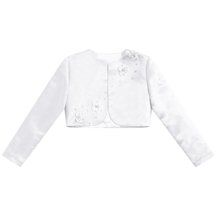 Kids%20Girls%20Satin%20Bolero%20Jackets%20Rhinestone%20Flower%20Elegant%20Cardigan%20Long%20Sleeve%20Open%20Front%20Shrug%20Cape%20Wedding%20Party%20Dress%20Outwear%20-%20Image%203