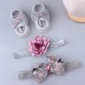 I Love Daddy&Mummy 3Pcs/Set Baby Girl Headband Socks Set Lace Flower Bows Newborn Hair Bands Headbands For Girls Turban Baby Hair Accessories. 