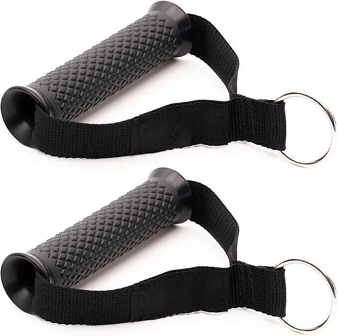 Mansa TUFF Fitness Upgraded Heavy Duty Exercise Handles, Cable Machine Attachments Resistance Bands Handles with Solid ABS Core Grips Fitness Strap Stirrup Handle Cable Attachment Silicon Grip (Set of 2)