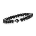Handmade A-Z Letter Stone Bracelets -for Men Women Couple Jewelry- 6mm Black Matte Beads Bracelets Lover Valentine Day Gift. 