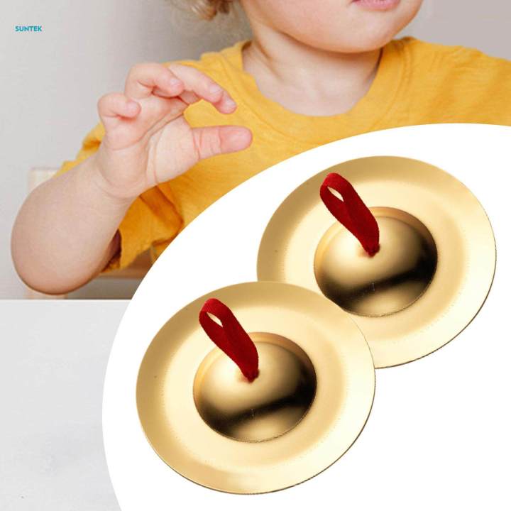 Finger Cymbals Hand Percussion Finger Cymbals 12cm 1 Pair Musical Instrument Developmental Copper Hand Cymbals for 3 Years Old up Boys Girls