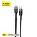 Foneng X51 PD Spiral Weaved Data Cable 18W Quick Charging Cable 1M, Fast 2A - Type-C to Lightning (iPhone) - Durable and Efficient Quick Charge Solution. 