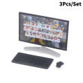 3Pcs/Set 1:12 Dollhouse Miniature Desktop Computer Keyboard Mouse TV Model Home Decor Toy Doll House Accessories MJK. 