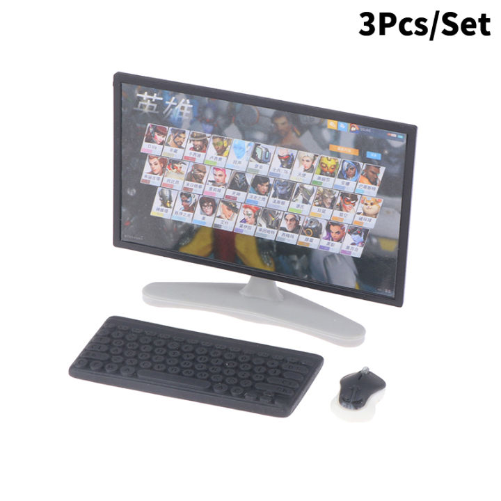 3Pcs/Set%201:12%20Dollhouse%20Miniature%20Desktop%20Computer%20Keyboard%20Mouse%20TV%20Model%20Home%20Decor%20Toy%20Doll%20House%20Accessories%20MJK%20-%20Image%206