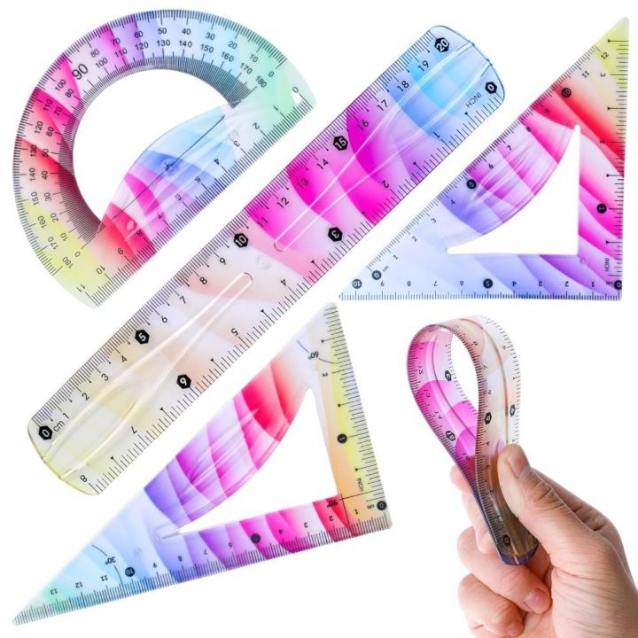Bendable Ruler Set Multifunctional Plastic Soft Ruler Set Flexible 20/30CM Straight Ruler ...