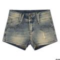 R Women's Small Low Waist Denim Washed Bag Pants Hip Hot Girl Summer Light Color Trendy High Street ins Super short shorts. 