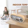 Beech wood dual alarm USB clock LED brightness. 