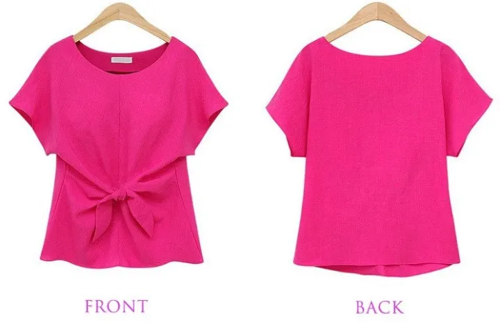 Ladies%20Pink%20Color%20Blouse%20with%20Tie%20Waist%20-%20Image%203