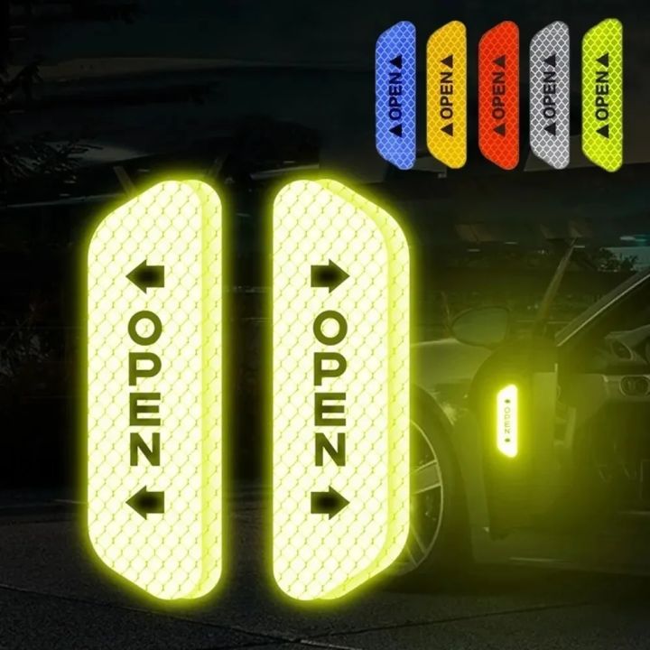 4PCS Car Door Open Reflective Strips Safety Reflective Auto Exterior Interior Reflector