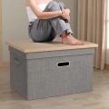 Cloth Storage Box Covered Clothes Storage Box Clothes Storage Box Household Foldable Cotton and Linen Storage Box. 