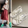 European Station Women's Sandals Summer2023New Green Thin Cross Straps Platform Platform Platform Sports Roman Shoes. 