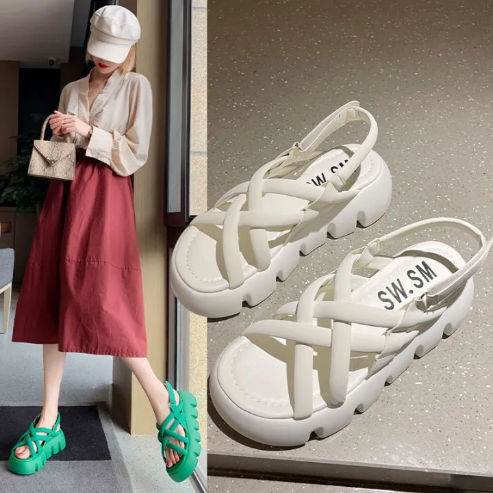 European%20Station%20Women's%20Sandals%20Summer2023New%20Green%20Thin%20Cross%20Straps%20Platform%20Platform%20Platform%20Sports%20Roman%20Shoes%20-%20Image%204