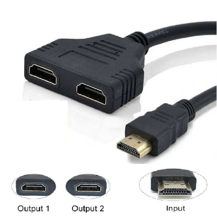 HDMI Splitter Adapter Cable , Dual HDMI Port Y Splitter 1 In 2 Out / HDMI Male To HDMI Female 1 To 2 Way for HDMI HD, LED, LCD, TV,ps3