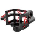 Microphone Shock Mount with Microphone Filter Windscreen Reduce Noise Anti Vibration Screen Stable Easy Install,Red. 
