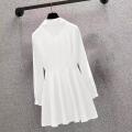 M-4XL Women's Shirt Lapel V Neck Long Sleeves Irregular Hem Plus Size Waist Tight Adjustable Belt Pullover Shirt Clothing. 