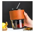 Glass Straw Cup Coffee Mug with Lid Straw 450ML Heat-Resistant Tumbler Hot Cold Milk Tea Cup 450ML heat-resistant glass cup coffee cup mug water cup straw glass cup sport Coffee Cup. 