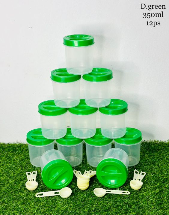 Kitchen%20Storage%20350ML%20Bottles%2012%20pcs%20with%20Spoon%20/%20Clear%20Plastic%20Lids%20/%20Colurfull%20Kitchen%20-%20Image%203
