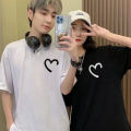 Couple's Summer Short-Sleeved Bottoming Shirt Black and White T T-shirt Female Male 2024 New Internet Hot Fashionable Advanced ins Fashion Brand. 