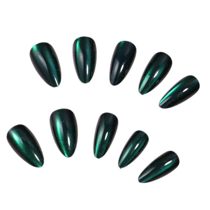 JIA-881%2024pcs%20Blue%20Green%20Cat%20Eyes%20False%20Nails%20for%20Women%20Glossy%20Manicure%20-%20Image%206
