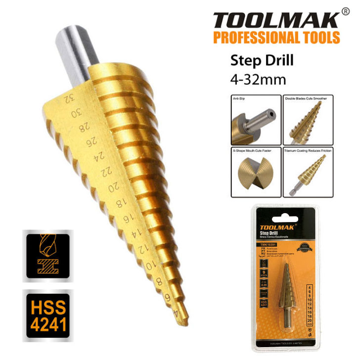 Step Drill Bit - HSS 4241 - 4-32mm - TOOLMAK