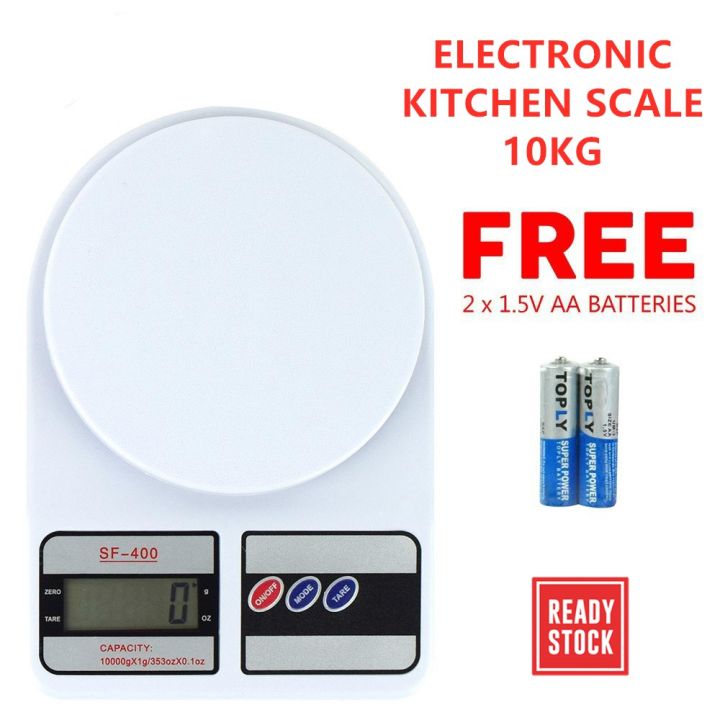 SF-400 10kg/1g Electronic Digital LCD Display Household Weighing Kitchen Scale High Precision Home Weight Scale 1g to 10 Kg Food Cake Sweets Rice Tomato Potato Garlic Grocery Items Gold Diamond Jewellery Courier Package And Etc