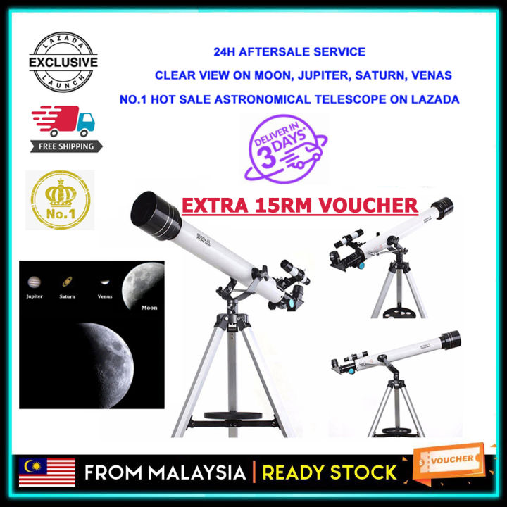 ( +Malaysia Stock+Video) Professional Utral HD Refractor Astronomical Telescope Zooming Outdoor Space Monocular Telescope Astronomical Space Observation For Moon Jupiter Venas Saturn Beginners Kids Gift See Star