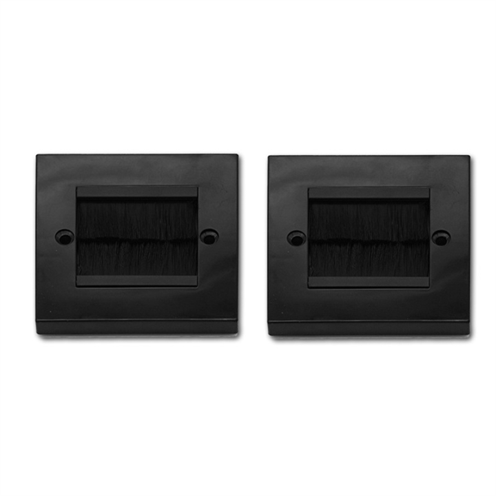 2 X 1 Gang Whte Brush Wall Outlet Cable Entry Plate Tdy Mount Wall