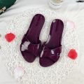 Jelly Beach Crystal Korean Style Seaside Cool All-Match Summer Slippers Female Students Flat Wear Non-Slip outside ︷‖. 