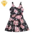 One-piece Swimwear Floral Print Monokini Swimwear Stylish One-piece Bathing Suit for Beach Style Slim Fit Sleeveless Dress Design Women Monokini Swimsuit. 