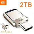 XIAOMI 2TB Metal U Disk 2 IN 1 1TB Flash Drive High-Speed USB 3.1 512gb Pen Drives Memory Stick Type C Adapter ps4 console kb8p. 