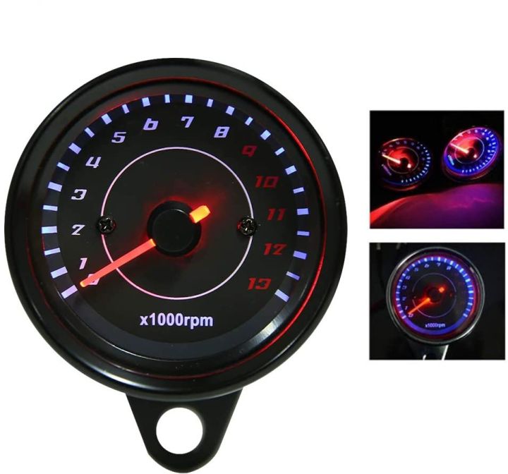 DC 12V Universal Motorcycle Tachometer Electronic Tach Meter Speedometer Gauge LED Backlight 13000 RPM