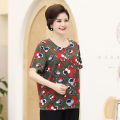 200 Plus-Sized plus Size Women's Clothing Mom Summer Clothes Short Sleeve Fat Mom Short Sleeve T Shirt for Middle-Aged and Elderly People Loose Top. 
