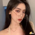 【LUCKET】Tik Tok Influencer Same Style Lower Half Frame Glasses Female Water Drop No Lens Decoration LK. 