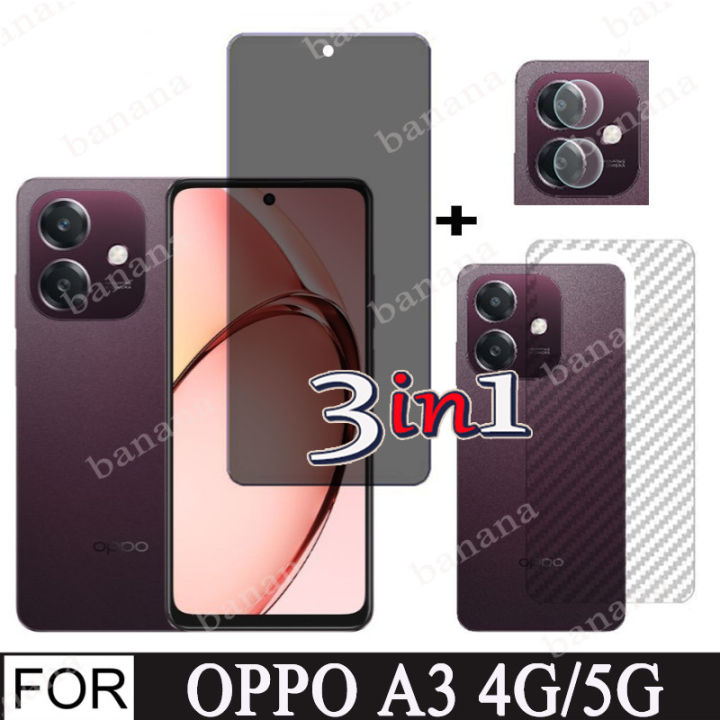 Oppo A3 Matte Privacy tempered Glass For Oppo A3X A3 4G 5G 3 in 1 Anti Blue Light Ray Tempered Glass Screen Protector and Camera Lens Glass Protector